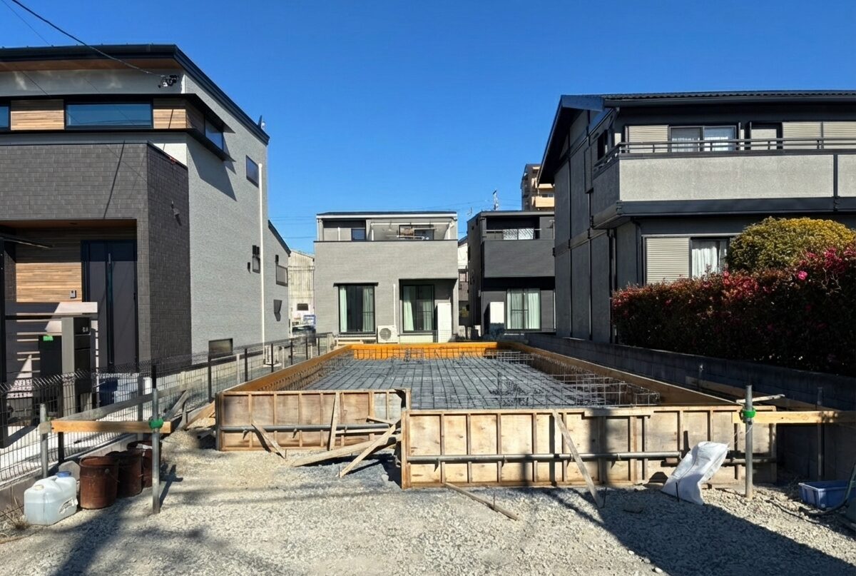 中央区　H様邸　基礎工事始まりました